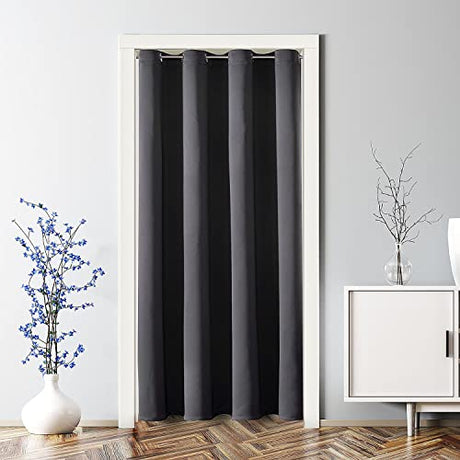 ChrisDowa Blackout Door Curtains for Doorway Privacy, Grommet Closet Curtains for Bedroom Closet Door, Thermal Insulated Temporary Doorway Cover Room Divider Drapes (1 Panel, Dark Grey, 34 x 80 Inch) ChrisDowa