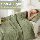 Comfort Spaces Twin Quilt Set Modern Reversible Diamond Coverlet Twin Bedding Set Cozy Quilted Winter Layer, All Season Lightweight Soft Twin Size Quilt, Kienna, Twin/Twin XL Olive Green 2 Piece Comfort Spaces