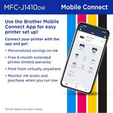 Brother Work Smart 1410 Wireless Color Inkjet All-in-One Printer with 2.7” Touchscreen and Automatic Duplex Printing | Includes Refresh Subscription Trial(1) (MFC-J1410DW)