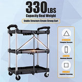 FUTURELAB Portable Folding Service Cart - 3 Tier 330LBS Capacity - Rolling Cart Utility Cart Foldable Cart with Wheels for Warehouse Home Workshops FUTURELAB