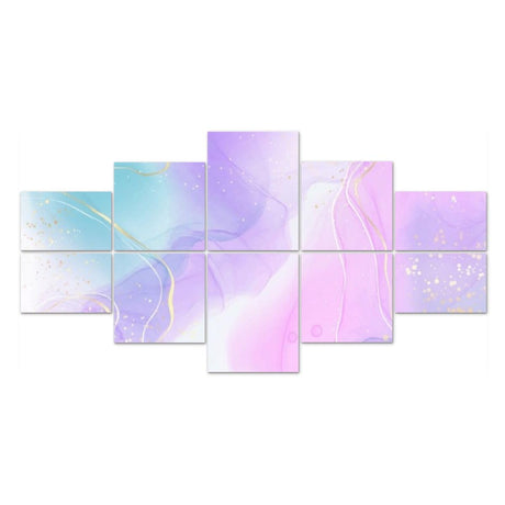 10 Pack Art Acoustic Panels Violet cyan blue liquid watercolor golden stains Teal mauve purple Decorative Sound Absorbing Wall Panel Noise Canceling Soundproof Padding for Home Office 80" x 40" PZWKJOILPQ