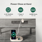 Huuger 55 Inch Computer Desk with Power Outlets and LED Lights, Gaming Desk with 4 Drawers, Office Desk with Monitor Stand, Study Work, Home Office, Gray Huuger