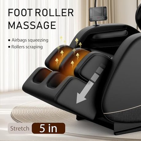 AYJOIR 2026 Massage Chair Full Body, Zero Gravity Massage Chair with 6 Fix Rollers and 12 Massage Heads and Full-Body Air Pressure, Heating, Foot Massage, Auto Modes, Speaker, Touch Screen Controller AYJOIR