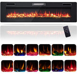 RELAX4LIFE 68" Recessed and Wall-Mounted Electric Fireplaces - Electric Fireplace Inserts with Remote Control, 1-8 Hours Timer, Touch Screen, 12 Adjustable Flames, 5 Speeds, 750/1500W Wall Fireplace RELAX4LIFE