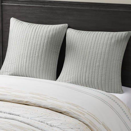 INK+IVY 100% Cotton Single Euro Sham - European Square Decorative Pillow Cover, Hidden Zipper Closure (Pillow Insert NOT Included), Camila, Quilted Grey 26"x26" INK+IVY