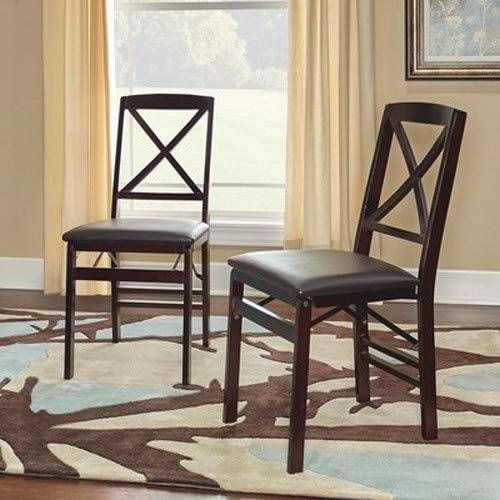 Linon Fully Assembled Triena X Back Folding Chair Set of 2, 17" w x 20" d x 35.5" h, Merlot/Brown Linon