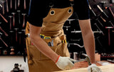 OPTIGRAM Waxed Canvas Durable Tool Apron, Heavy Duty Work Apron with 10 Pockets for Accessaries, Woodworking Work Shop Apron for Safty Protection (Khaki) OPTIGRAM
