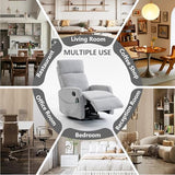 HRVEOCEI Small Recliners for Small Spaces, Manual White Recliner Rocking Chair for Nursery, Velvet Swivel Glider Recliner with Heat and Massage, Side Pockets, Living Room Bedroom (Light Grey)
