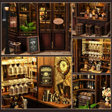 Corner Tavern Book Nook Kit, 3D Wooden Puzzle DIY Miniature House with Warm LED Light, Aesthetic Bookshelf Insert Decor for Adults & Teens