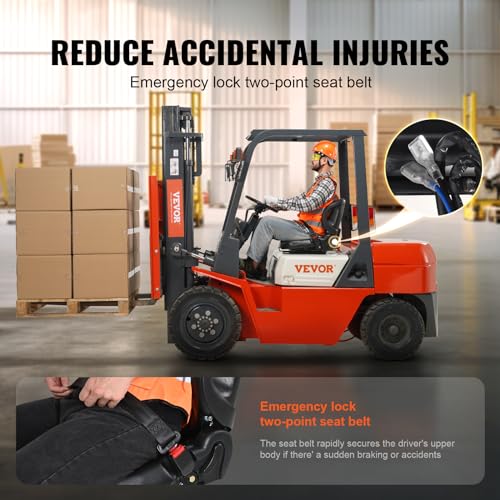 VEVOR Universal Forklift Seat,Tractor Seat with Adjustable Angle Back, Micro Switch and Seatbelt for Toyota Forklift,Tractor,Excavator Skid Loader Backhoe Dozer Telehandler VEVOR