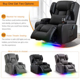 Oprisen Power Recliner Chair Overstuffed Home Theater Seating w/Heat Massage Electric Movie Gaming Sofa Reclining Sleeper Chair with LED Light/Lumbar Pillow/USB Port/Cup Holders