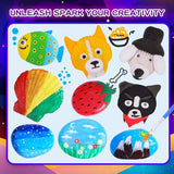 Max Fun Sea Shell & Rock Painting Kit, 2 ON 1 Glow in The Dark DIY Halloween Arts & Crafts Gifts for Kids Ages 4-12, Craft Activities Kits Creative Art Paint Toys for Boys Girls Birthday Party Gifts Max Fun