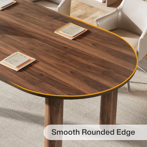Tribesigns 5.3 ft Oval Conference Table, 63 Inches Curved Meeting Seminar Table for 4-6 People, Walnut Training Desk for Office Conference Room Tribesigns