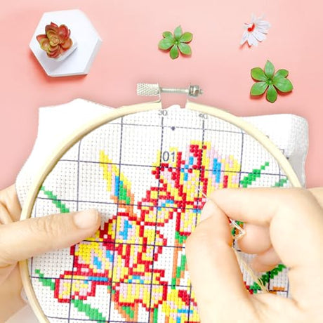 Zhenqing Stamped Cross Stitch Kit,Floral Cross Stitch Designs,11count 7.87 * 7.87in,Counted Cross Stitch Kit,Simple and Easy to Embroider,Suitable for Beginners, Entry-Level kit-Iris (66252) Zhenqing