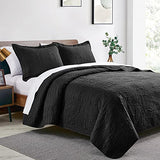 Love's cabin King Size Quilt Set Black Bedspreads - Soft Bed Fall Lightweight Bedspread Comforter - Modern Style Coin Pattern Coverlet for All Season - 3 Pieces (1 Quilt, 2 Pillow Shams) Love's cabin