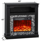 40" H Electric Fireplace with Mantel, 23" 4800 BTU Freestanding Electric Fireplace for Small to Medium Rooms, Heating to 60-99°F, LED Flame, Overheat Protection, Remote Control, Black Wood Grain ViridKnot