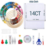 LoDrid Embroidery Kit, Embroidery Project Bag with Embroidery Kit, Portable Craft Carry Case with Starter Kit, Embroidery Supplies Storage Bag and Cross Stitch Kits for Beginner, Adults, Purple