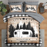 Pamnest Comforter Set King Size, Camping Camper Rv 7 Pcs Bedding for Kids and Adults, Car Family Bed Sheet Sets with Fitted Sheet 2 Pillowcases & 2 Shams for Bedroom Bed Decor Pamnest