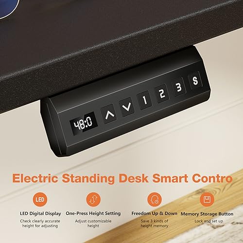 Sweetcrispy Electric Adjustable Height Standing Desk - 63 x 24 inch Sit to Stand Up Desk with Splice Board, Rising Home Office Computer Table with 2 Hook and Wire Hole for Work Sweetcrispy