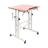 Mobile Stand up Desk with USB Port, Small Adjustable Standing Desk with Wheels Home Office Workstation, Portable Rolling Desk Laptop Cart for Standing or Sitting (23.6", Pink, w/USB Socket) Offabing