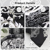 Mybedsoul King Size comforter set, 7 Pieces Boho Bed in a Bag for King Bed, Black Damask Comforter Set with Sheet, Pillowcases & Shams, Soft Microfiber Lightweight Bedding Set for All Season(90"x104") Mybedsoul