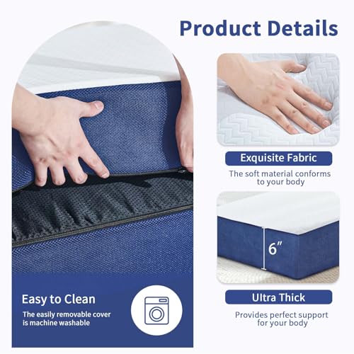 CYMULA Folding Mattress Full Size, Memory Foam 6 inch Tri Portable Trifold Mattress Futon Topper Full with Breathable & Washable Cover, Murphy Bed Guest Bed RV Trips,52"×73"×6" CYMULA