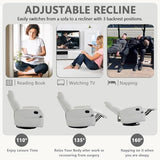 HRVEOCEI Small Recliners for Small Spaces, Manual White Recliner Rocking Chair for Nursery, Velvet Swivel Glider Recliner with Heat and Massage, Side Pockets, Living Room Bedroom (Light White)
