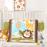 Wowelife Safari Crib Bedding Set, Mini Crib Bedding Set Boy 3-Piece Mini Crib Comforter Set, Nursery Bedding Sets for Boys Include Crib Comforter, Skirt and Sheet, Brown Wowelife