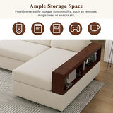 Christopher Knight Home Davinz 87.4" L-Shaped Sectional Sofa, Chenille 3 Seater Couch, Sectional Couches with Chaise Lounge, Upholstered Sofa Couch with Reversible Armrests for Living Room, Beige Christopher Knight Home