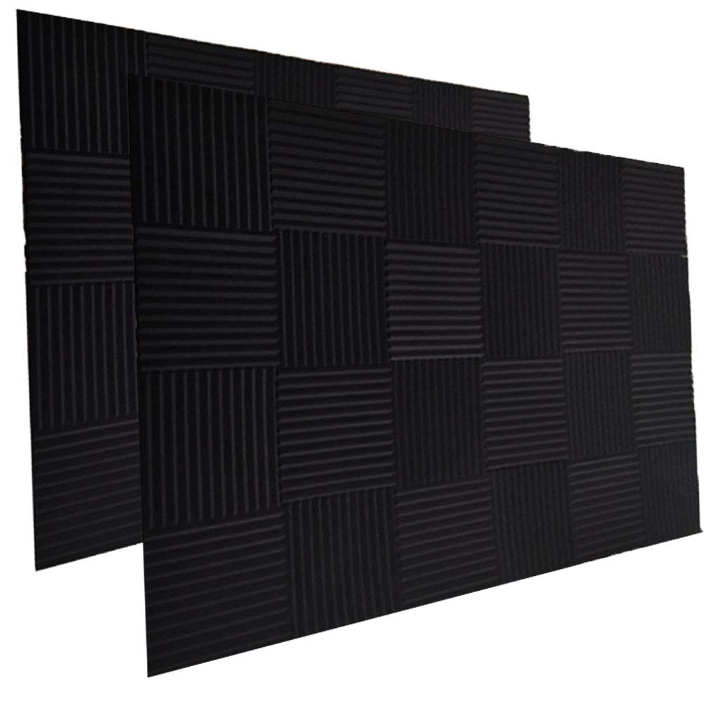 Burdurry 24 Pack Acoustic Panels Soundproof Studio Foam for Walls Sound Absorbing Panels Sound Insulation Panels Wedge for Home Studio Ceiling, 1" X 12" X 12",(24pcs, Black) Burdurry