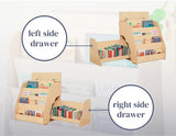dannico Montessori Bookshelf for Toddlers - Kids Front Facing Book Shelf with Hidden Drawer - Wooden Bookcase, Top Toy Storage Compartment (Right Sided Drawer) dannico