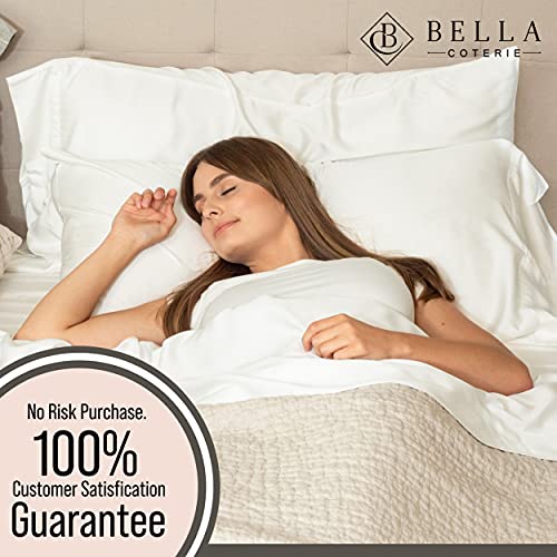 Bella Coterie Luxury Bamboo Viscose King Size Sheet Set | 100% Organically Grown | Ultra Soft | Cooling for Hot Sleepers | 18" Deep Pocket [White] BC BELLA COTERIE
