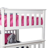 Max & Lily Bunk Bed, Twin-Over-Twin Wood Bed Frame For Kids With Trundle, White Max & Lily