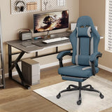 ErgoDesign Breathable Fabric Gaming Chair with Footrest, Height Adjustable Game Chair, Video Gaming Chair for Gaming Room, Living Room and Office - Blue/Light Grey ErgoDesign