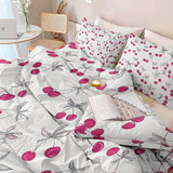 3-Piece Double-Sided Printed Duvet Cover Set Single – Soft Microfiber Bedding with Minimalist Cherry Romantic Design with Zipper Closure,Includes 1 Duvet Cover + 2 Pillowcases Light Color Generic