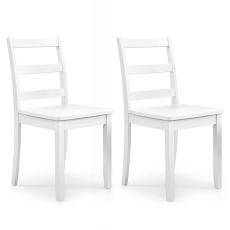 Giantex Wood Dining Chairs Set of 2 White - Wooden Armless Kitchen Chairs with Solid Rubber Wood Legs, Non-Slip Foot Pads, Max Load 400 Lbs, Farmhouse Style High Ladder Back Dining Room Chairs Giantex