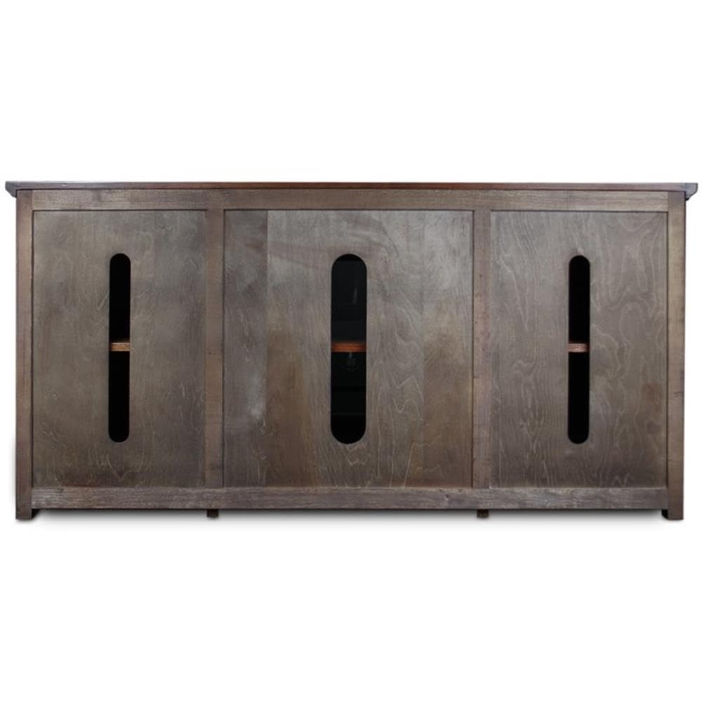 Leick Home 82350 Solid Wood Mission Oak Three Door TV Stand For 55" TVs Universal TV Console Living Room Storage Shelves Entertainment Center, Mission Oak Leick Home