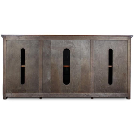 Leick Home 82350 Solid Wood Mission Oak Three Door TV Stand For 55" TVs Universal TV Console Living Room Storage Shelves Entertainment Center, Mission Oak Leick Home