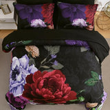 WONGS BEDDING Black Comforter Set King Size, 7 Pieces Floral Bed in a Bag Set, Luxury Red Flower Bedding Set, Soft Microfiber for All Season with Pillowcases & Shams,Sheets(90"×104") WONGS BEDDING