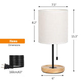 Modern Table Lamp, Nightstand Desk Lamp, Bedside Lamp With Wood Base And Linen Shade For Living Room, Bedroom, Office, College Dorm CADUKE