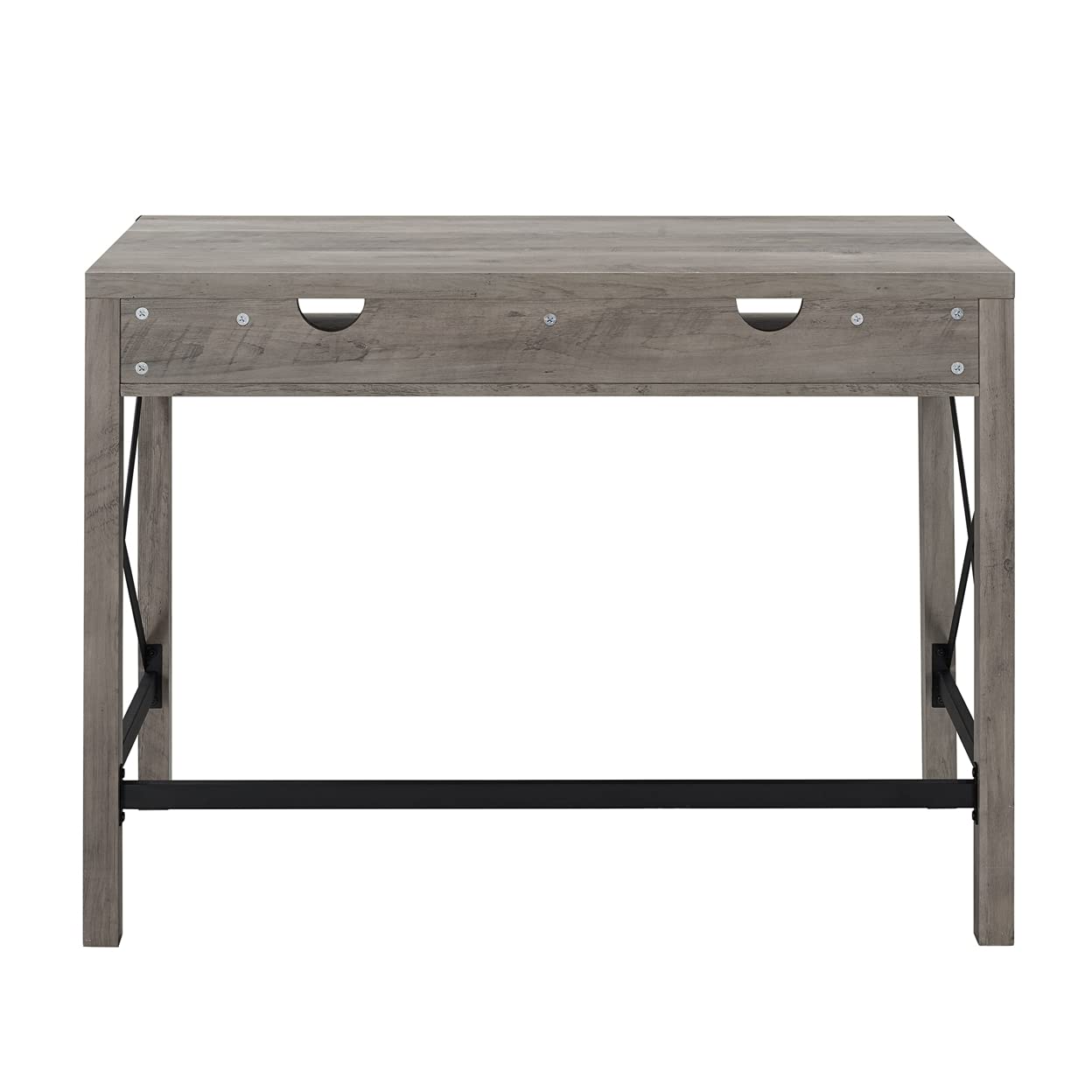 Walker Edison Callum Modern Farmhouse Metal X Writing Desk, 42 Inch, Grey Wash - WoodArtSupply