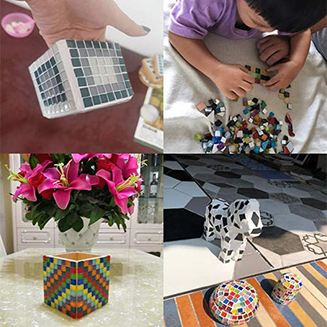 BTMIEY 500g Glue Down Irregular Tiny Mosaic Tile Hobbies Children Handmade Crystal Craft for Bathroom Kitchen Home Decoration DIY Art Projects,0.4X0.4 Inch(Mixed Color Series) BTMIEY