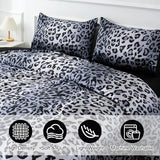 A Nice Night Leopard Printed，Silver Grey Satin Silky Soft Quilt Sexy Luxury Super Soft Microfiber Comforter Quilt Bedding 5PCS Comforter Set, Light Weighted (Silver, Queen(88-by-88-inches)) A Nice Night