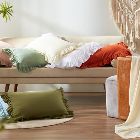 Anluoer Full Comforter Set 7 Piece, Pink Bed in a Bag with Shams, All Season Ruffle Shabby Chic Bedding Sets with 1 Comforter, 2 Pillow Shams, 2 Pillowcases, 1 Flat Sheet Anluoer
