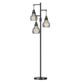 Dimmable Floor Lamp, 3 x 800LM LED Edison Bulbs Included, Farmhouse Industrial Floor Lamp Standing Tree Lamp with Elegant Cage Tall Lamps for Living Room Bedroom Office - Black Ziisee