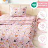 Swiftify Twin Sheet Set for Kids Girls, 3-Piece Bed Sheet Set for Toddler, Soft Brushed Microfiber Bedding, Deep Pocket, Wrinkle & Fade Resistant, Cute Cats Swiftify