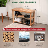 BEEFURNI Acacia Shoe Rack Bench, 3-Tier Sturdy Shoe Storage Bench, Wooden Footwear Organizer, 300 LBS Load Capacity, Perfect for Closet Entryway Bathroom, 1-Year Manufacturer Warranty, Natural Acacia BEEFURNI
