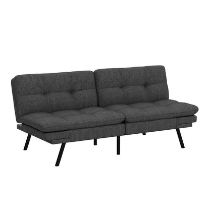 wOod-it Futon Sofa Bed, Memory Foam Foldable Couch Convertible Loveseat Sleeper Daybed with Adjustable Armrests for Small Space, Studio, Office, Apartment, Compact Living Room, Dark Gray - WoodArtSupply