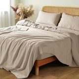 Shilucheng 100% French Linen Sheets - Queen Size Bed Sheets, Breathable & Cooling Pure Linen Sheets,Soft Durable and Tear Resistant -16 Inch Deep Pocket - 4Pcs (Linen, Queen) Shilucheng