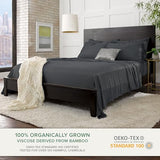 Pure Bamboo Full Sheets, Genuine 100% Organic Viscose Derived from Bamboo Bed Sheet Set, Luxuriously Soft & Cooling, Double Stitching, 2 Year Quality Promise (Full, Charcoal) Pure Bamboo